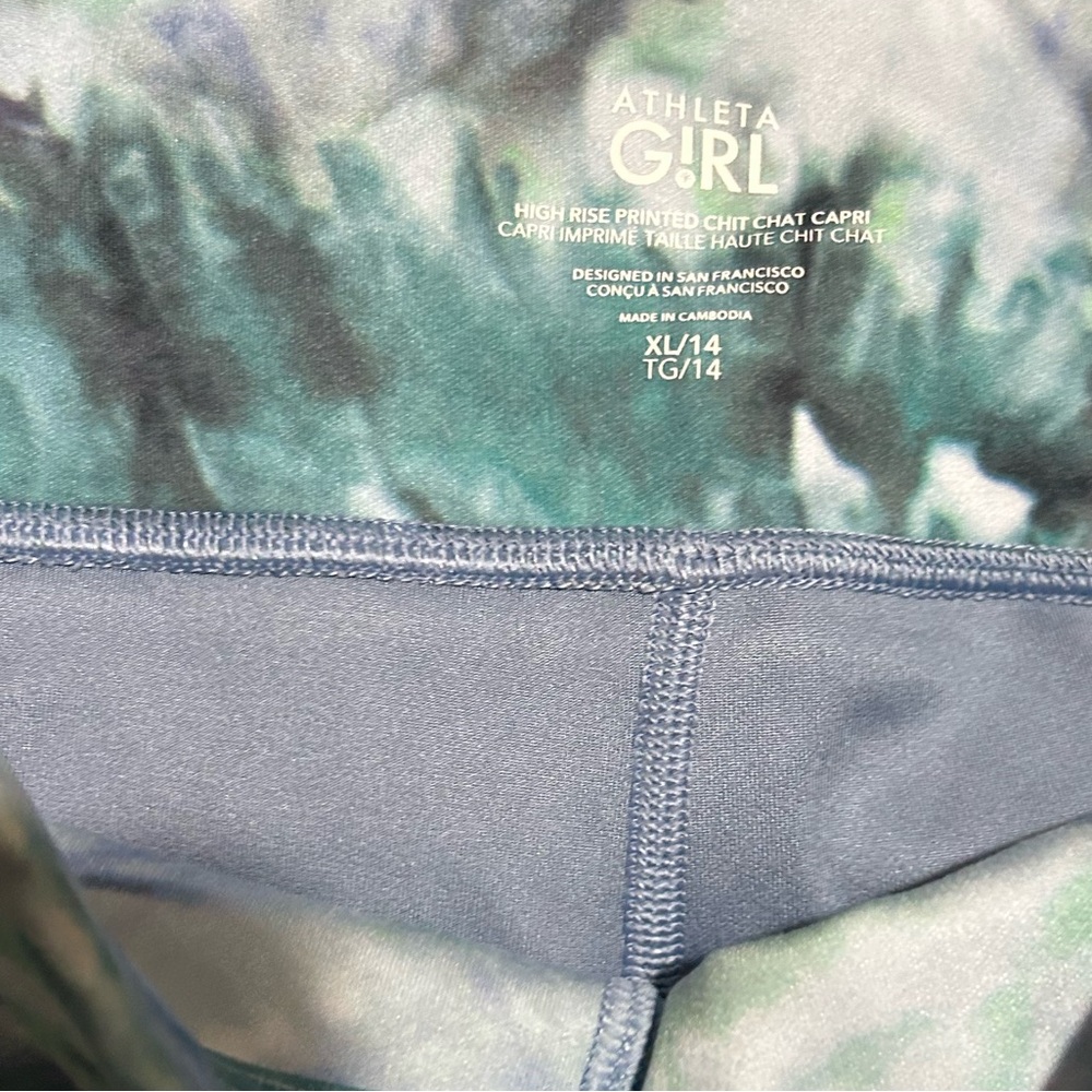 Athleta Girl High Rise Chit Chat Capri Solarize Cottage Blue Size XL/14 - Picture 4 of 4